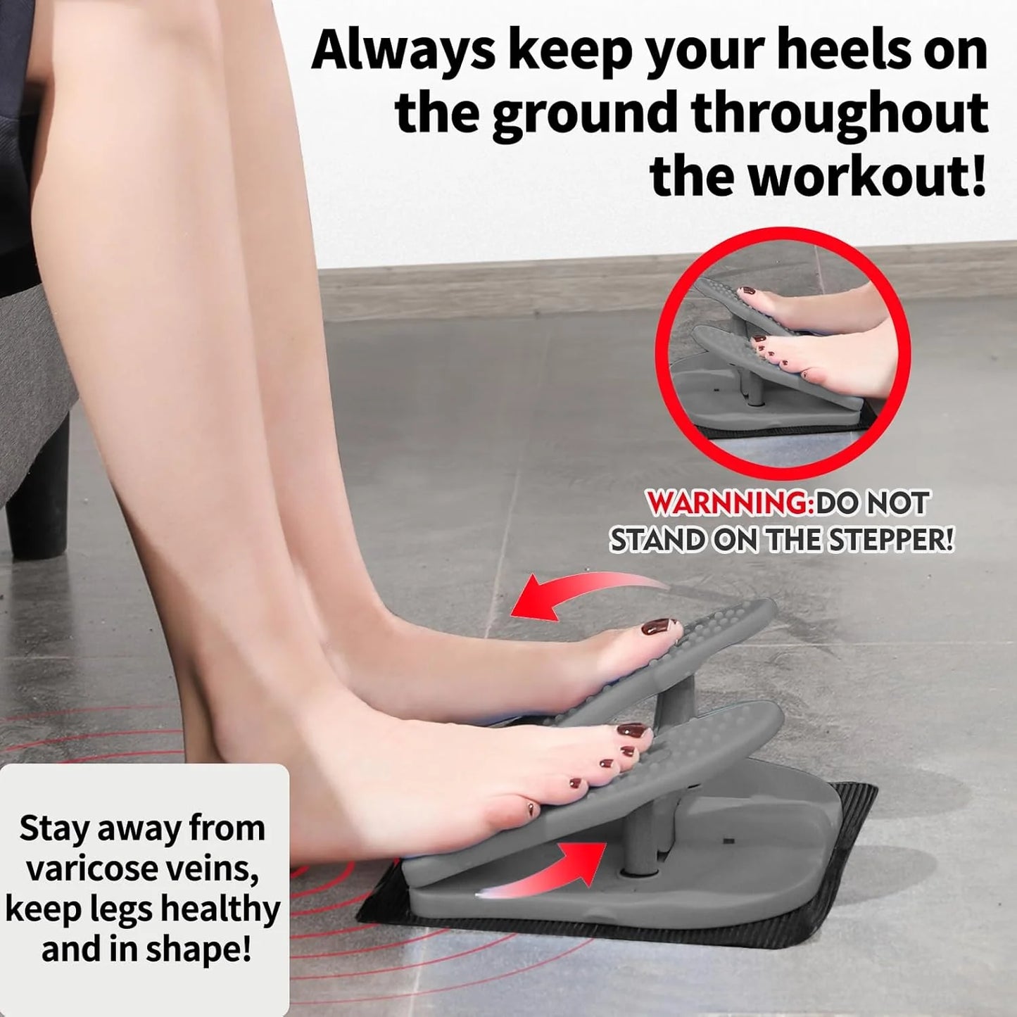 Mini Foldable Leg Exerciser Portable Foot Pedal Exercise Machine under Desk Stepper Exercising Leg Muscles Physical Therapy Leg Exercise Relieves Varicose Veins at Home Office