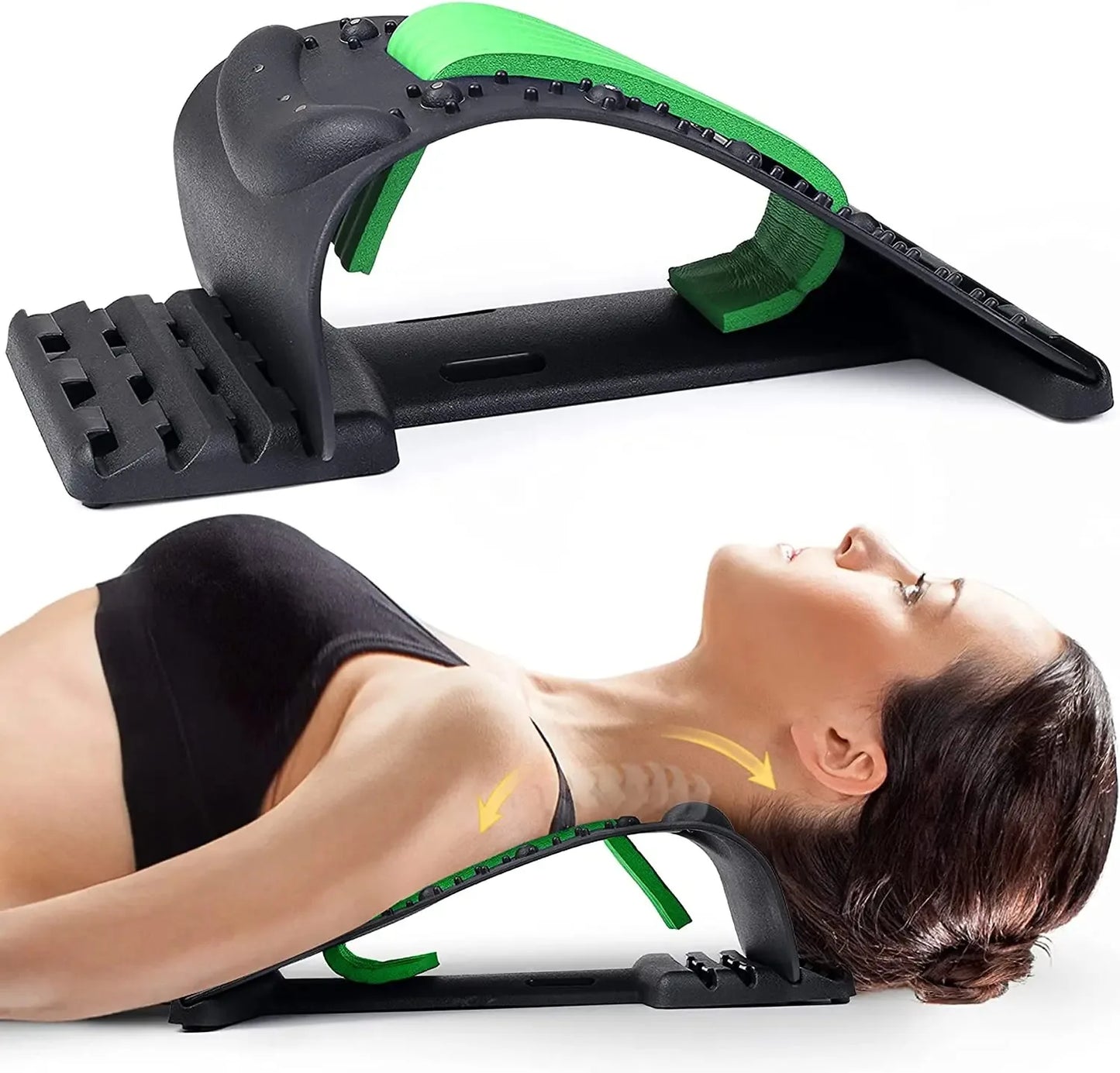 Back Stretcher for Lower Back Pain Relief,Adjustable Lumbar Traction Device, Ergonomic Spine Board with Acupressure Points,Back Massager for Spinal Decompression and Scoliosis
