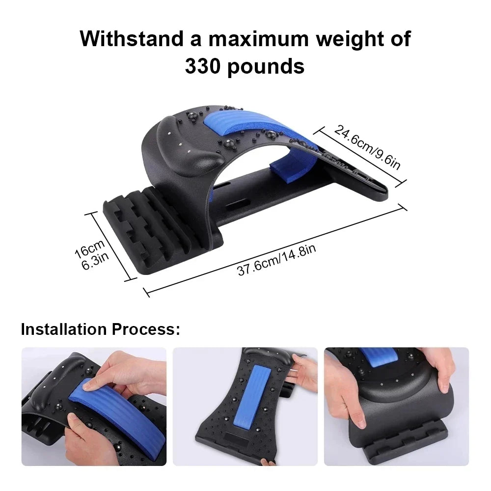 Back Stretcher for Lower Back Pain Relief,Adjustable Lumbar Traction Device, Ergonomic Spine Board with Acupressure Points,Back Massager for Spinal Decompression and Scoliosis