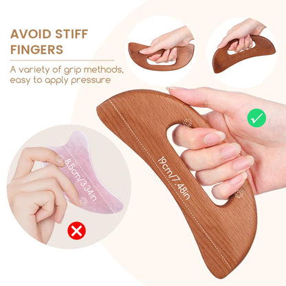 Enttgo Body Gua Sha Tool Wooden Lymphatic Drainage Tool,Guasha Massage Tools for anti Cellulite and Relieve Muscle Fatigue,Wood Therapy Massage Tools for Neck Back Face Leg Facial