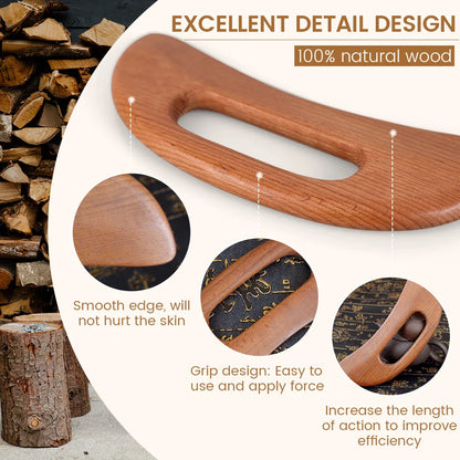 Enttgo Body Gua Sha Tool Wooden Lymphatic Drainage Tool,Guasha Massage Tools for anti Cellulite and Relieve Muscle Fatigue,Wood Therapy Massage Tools for Neck Back Face Leg Facial